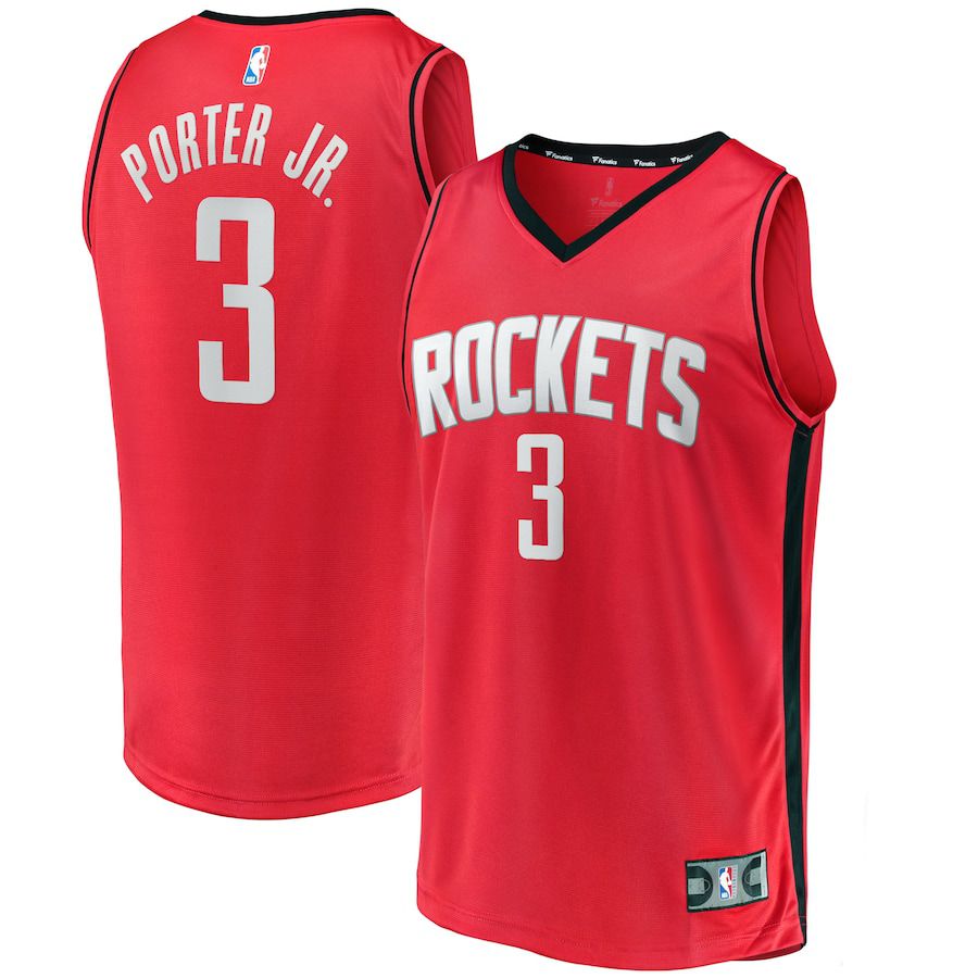 Men Houston Rockets #3 Kevin Porter Jr Fanatics Branded Red Fast Break Replica NBA Jersey